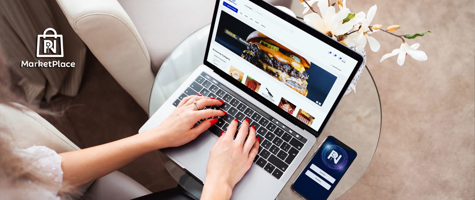 A person on a laptop using the PIN Marketplace website